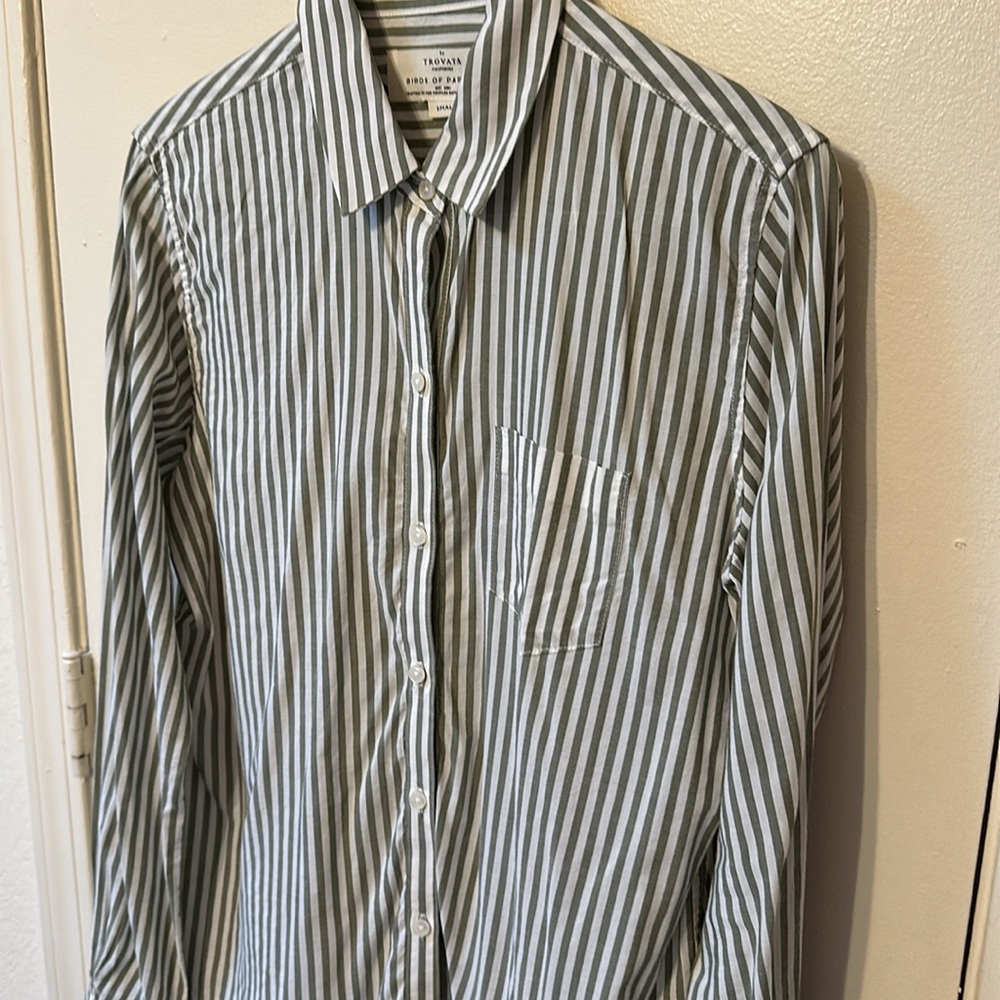 by Trovata California Birds of Paradise S Striped Button Down Shirt Blouse